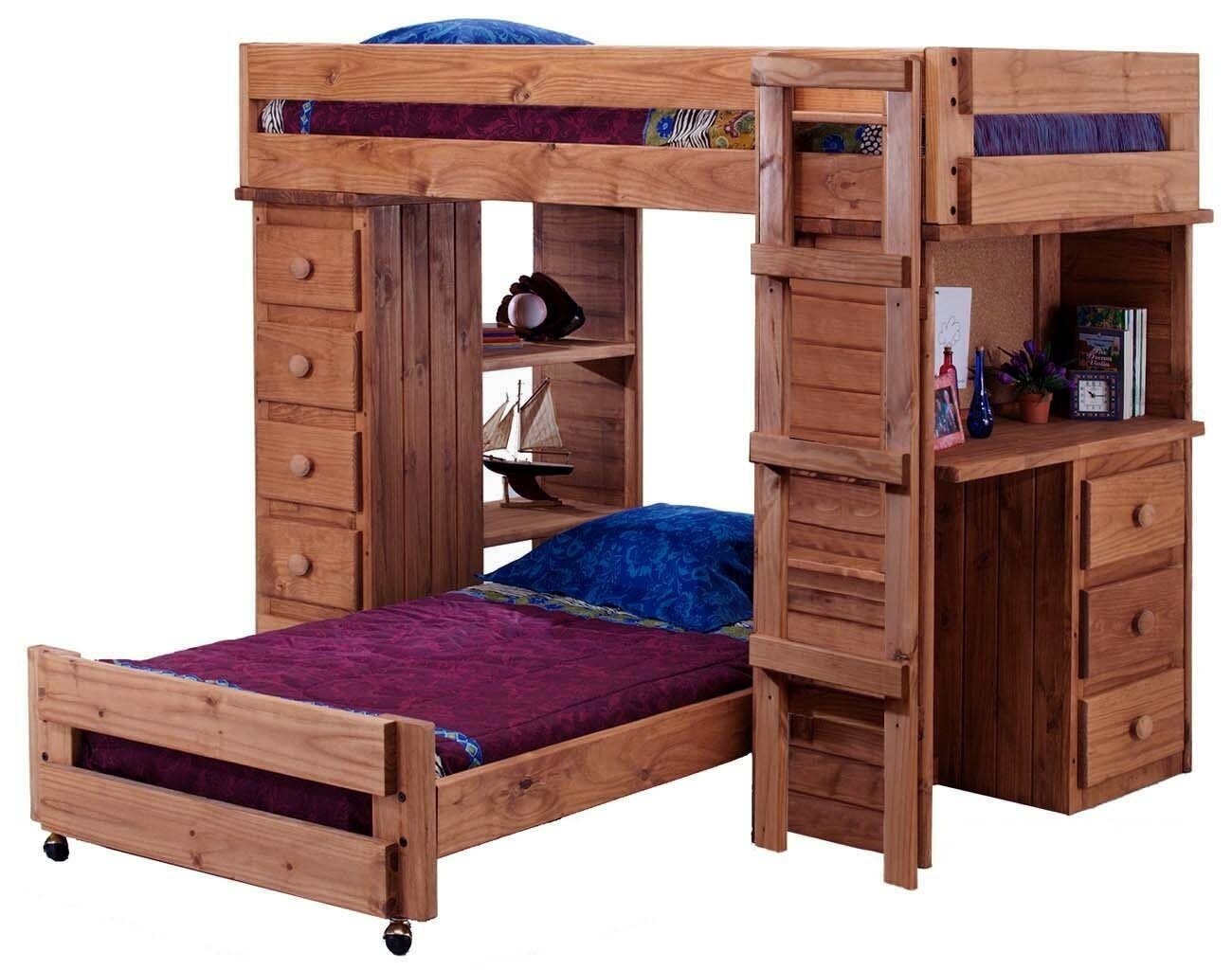 Rustic L Shaped Bunk Bed