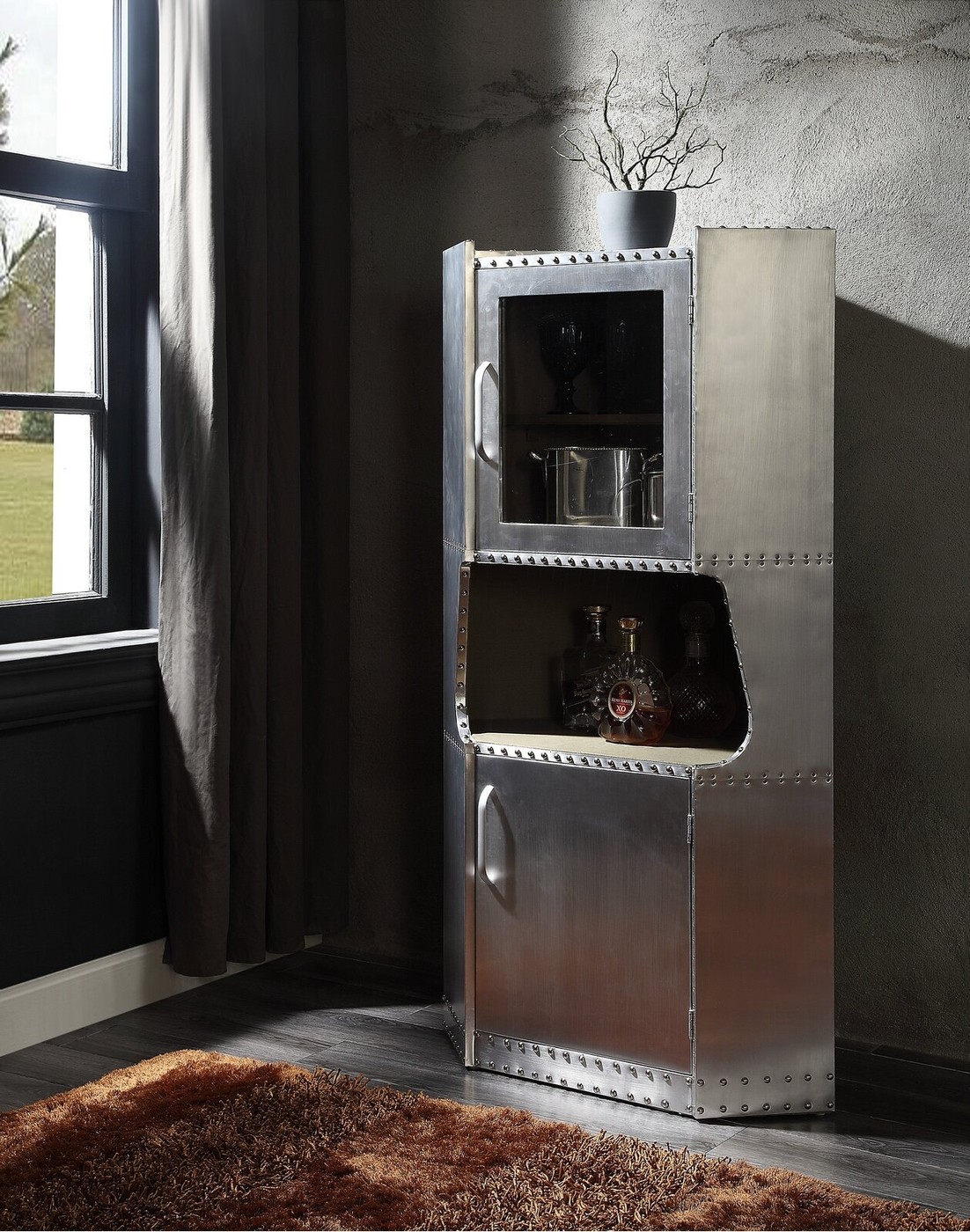 Silver Aluminum Bar Cabinet