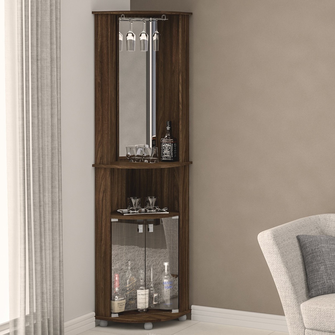 Solid Manufactured Wood Bar Cabinet