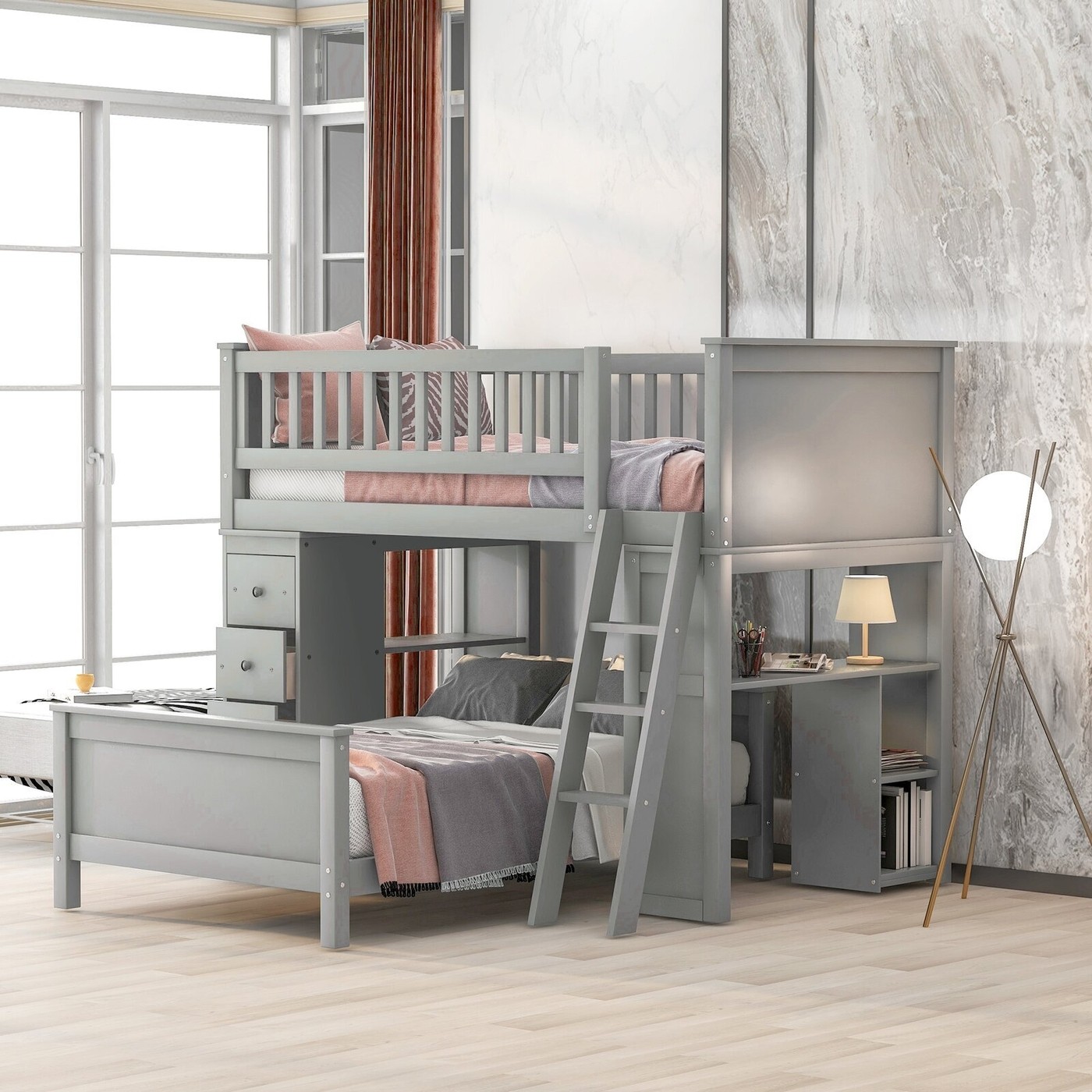 Solid Wood L Shaped Bunk Bed