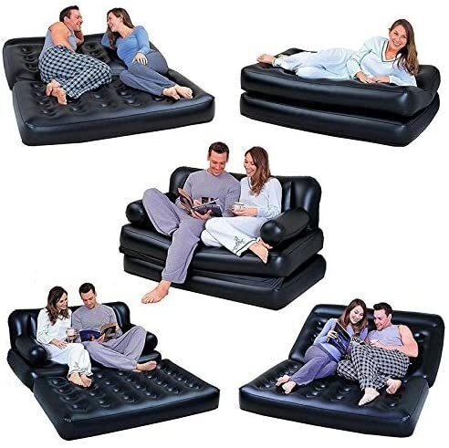 Lie-in Sofa,Family Inflatable Lounge Chair,Pure Color Flocking Sofa,Outdoor Inflatable Folding Sofa Inflatable Sofa with Inflatable Foot Mat Red 