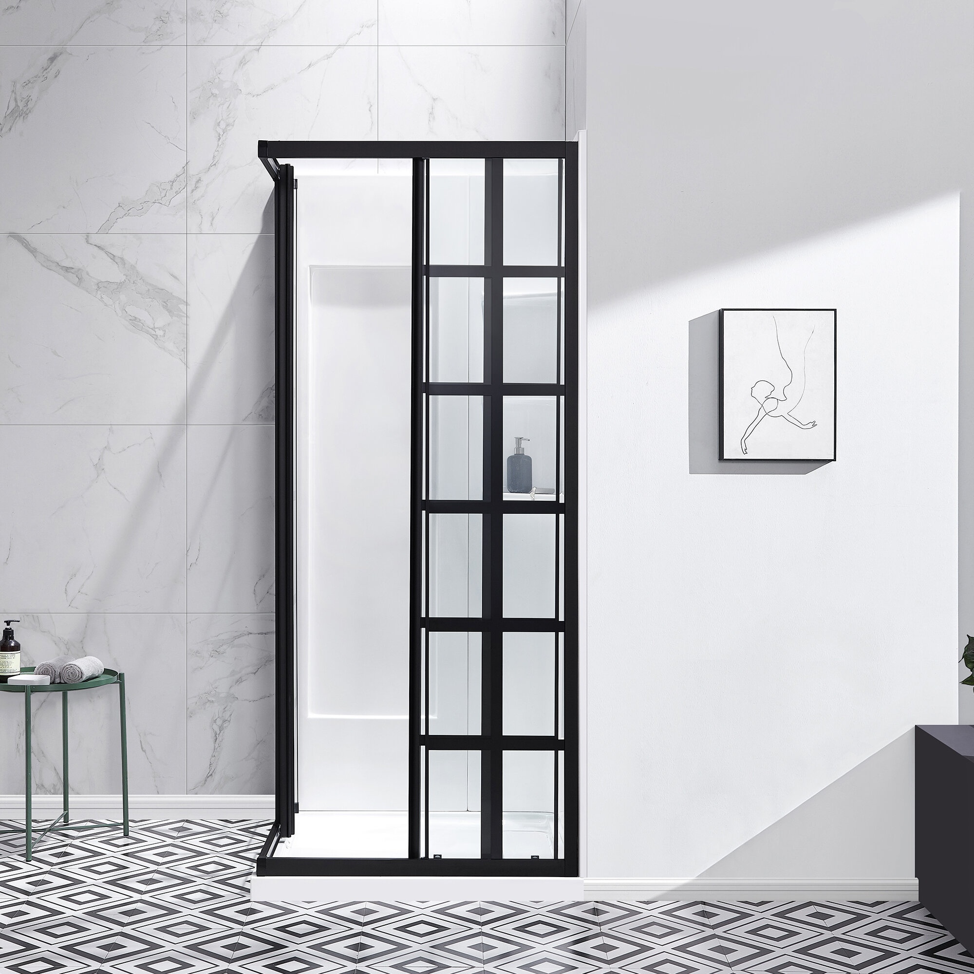 35.98" W x 35.98" D x 82.76" H Framed Rectangle Shower Kit and Base Included