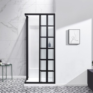 35.98" W x 35.98" D x 82.76" H Framed Rectangle Shower Kit and Base Included