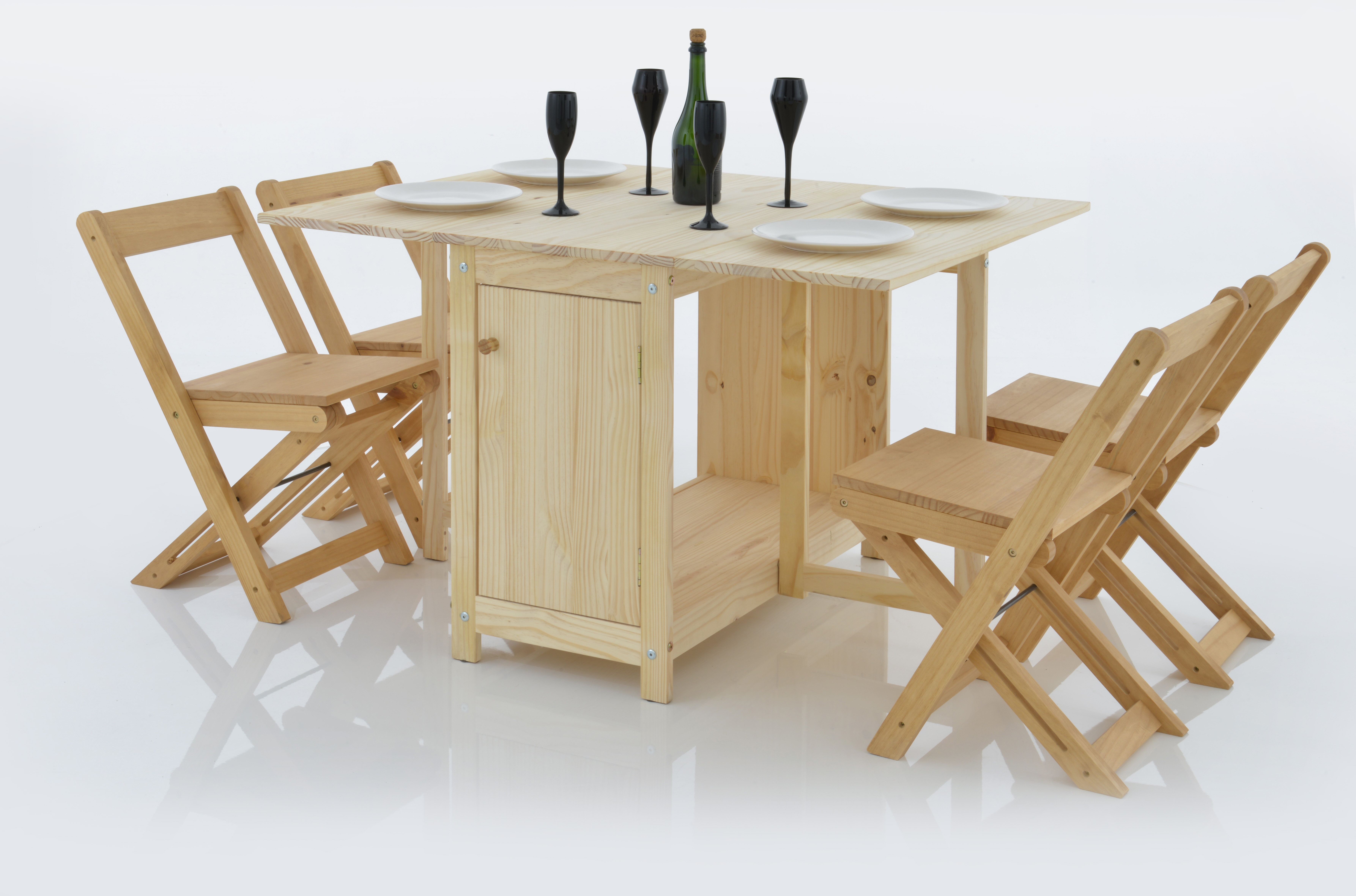 wooden fold away table and chairs