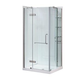 Alduin 40" W x 32.01" D x 76.65" H Frameless Rectangle Reversible Shower Kit and Base Included