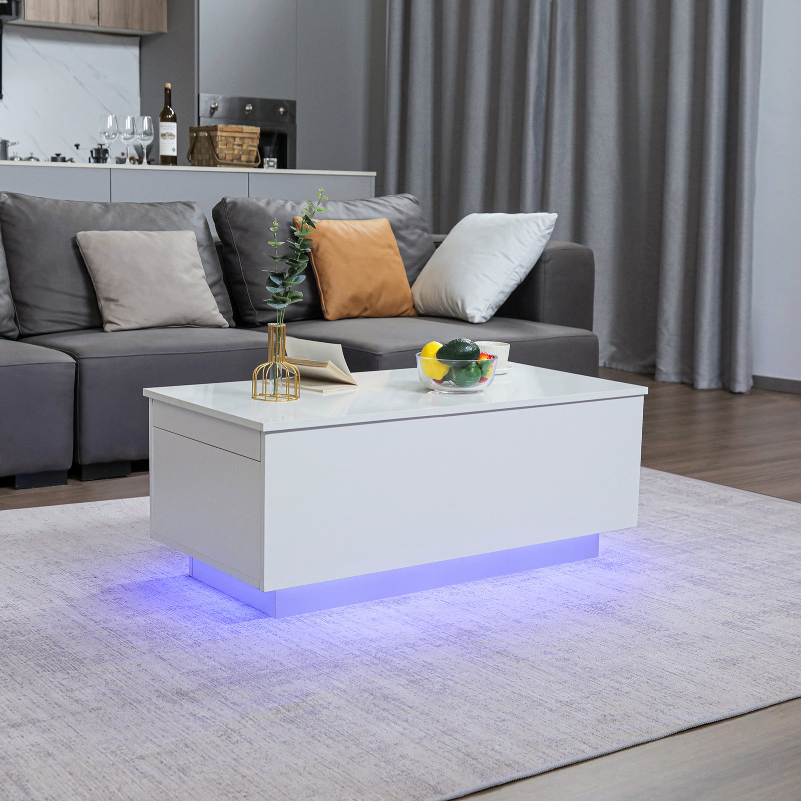 Ansela Lift Top Solid Coffee Table with Storage and Built-In Outlets