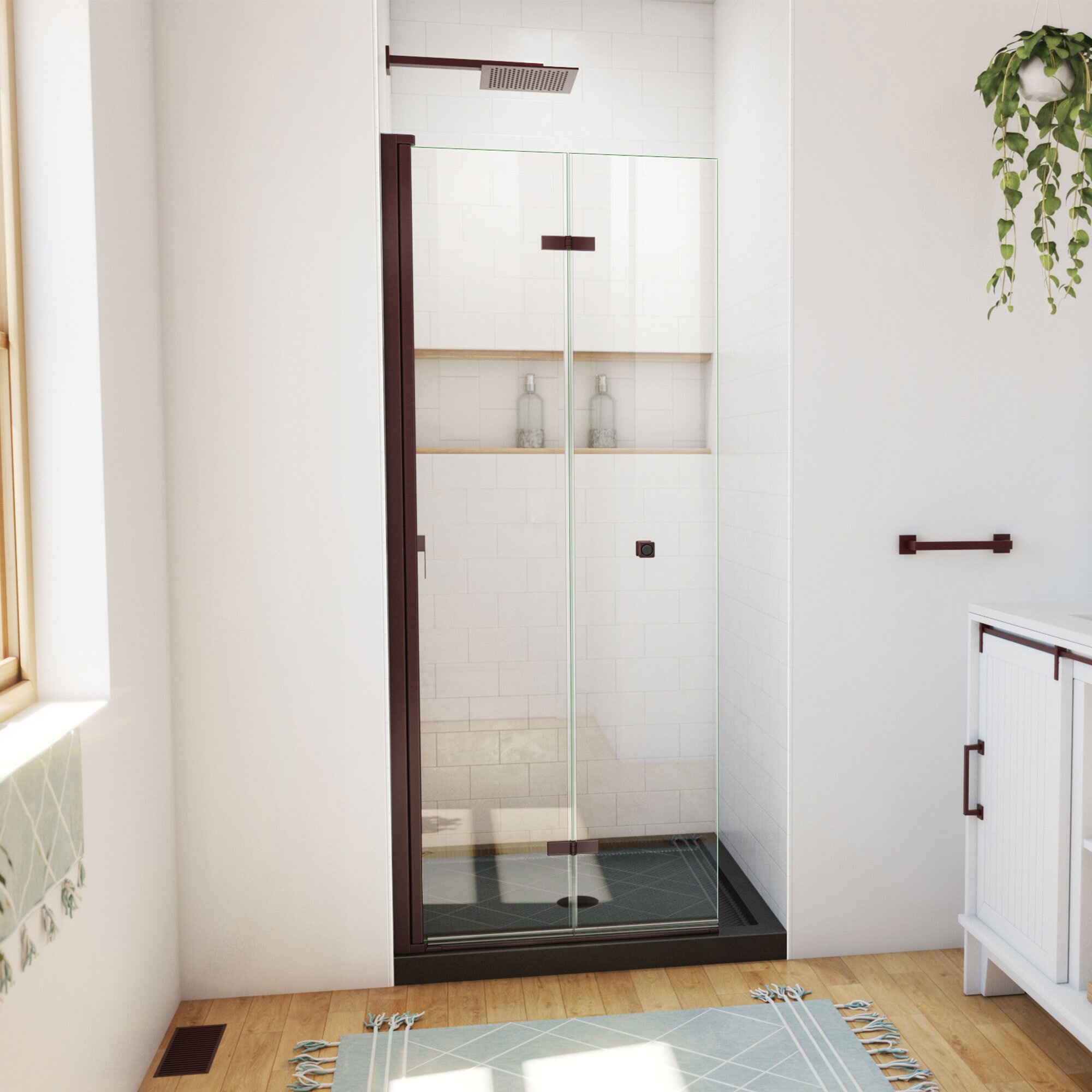 Aqua-Q Fold 32 D X 32 W X 74.75 H Frameless Square Shower Enclosure