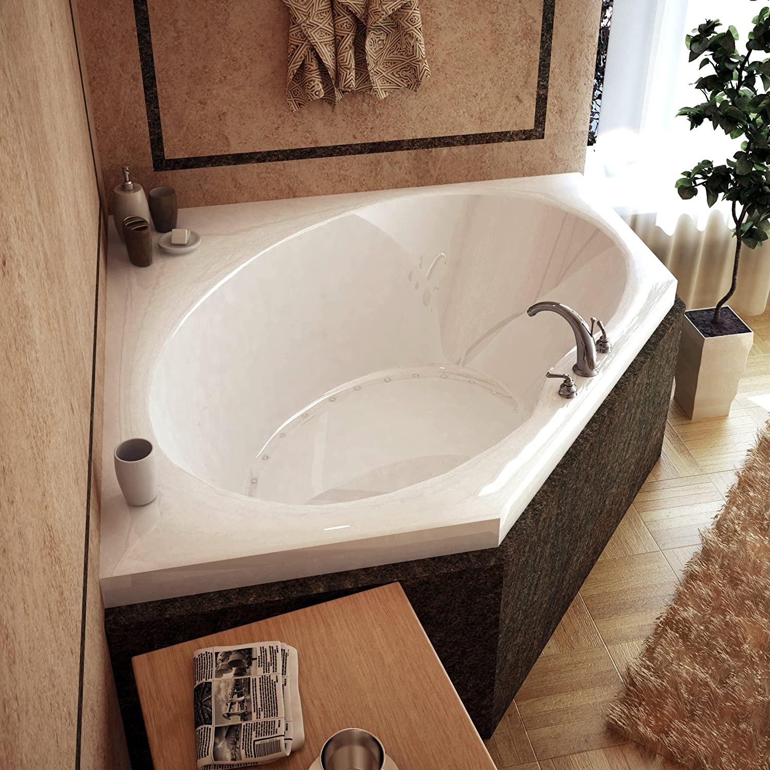 Atlantis Whirlpools 6060VAR Venus 60 x 60 Corner Air Jetted Bathtub