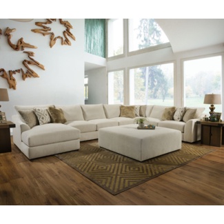 Ipswich 111" Wide Chenille Right Hand Facing Modular Corner Sectional with Ottoman