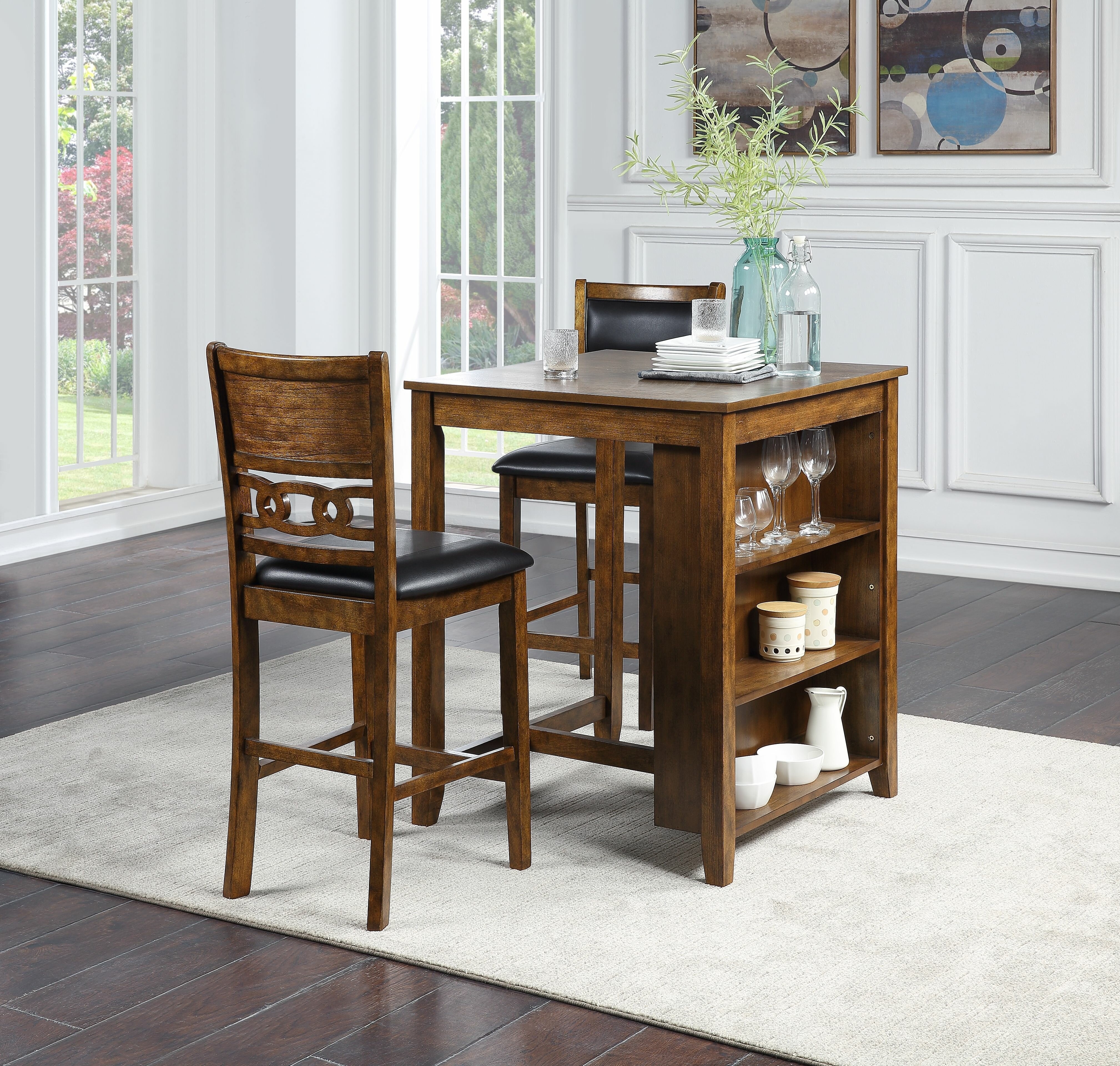 Jackins 2 - Person Counter Height Solid Wood Dining Set