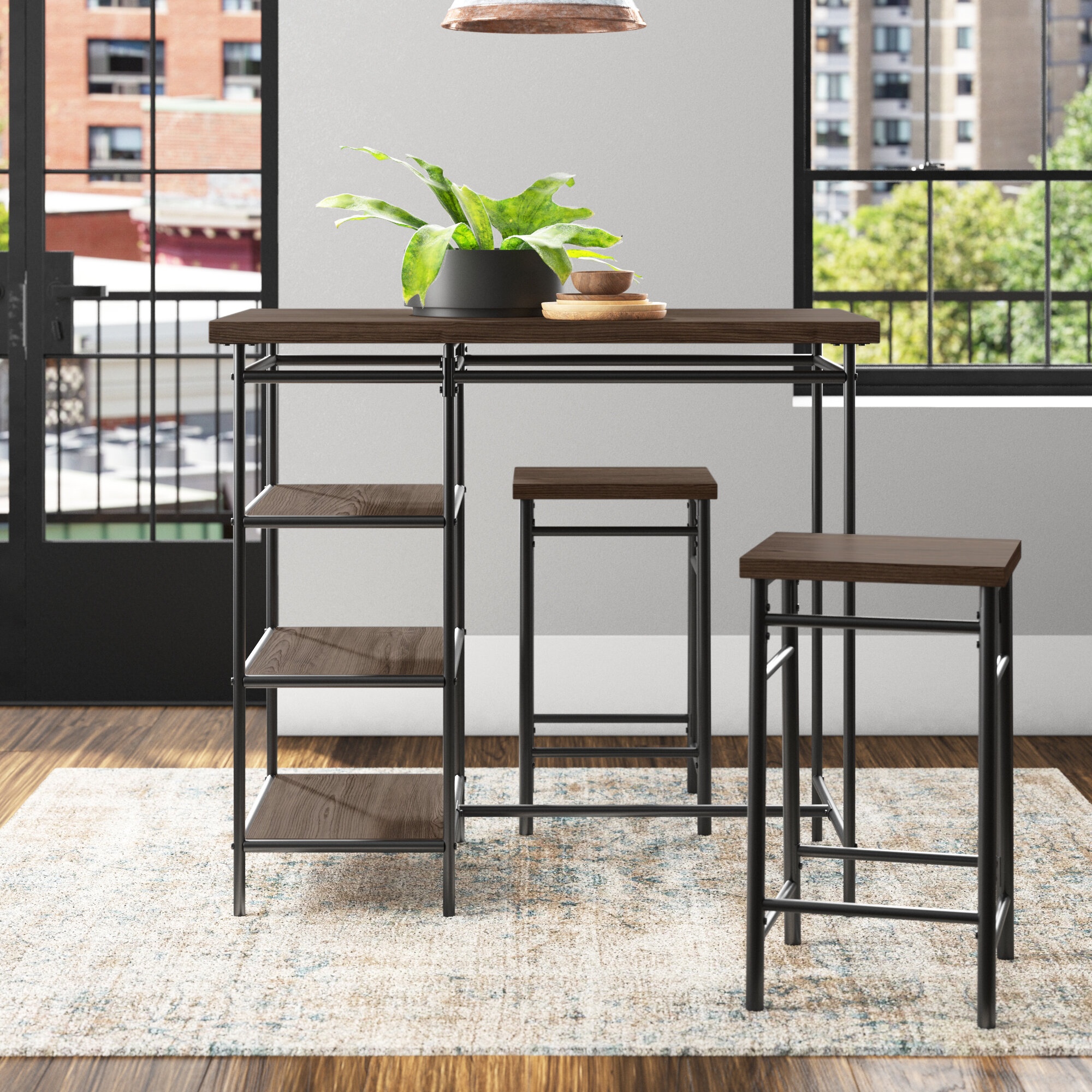 Lauber 2 - Person Counter Height Dining Set