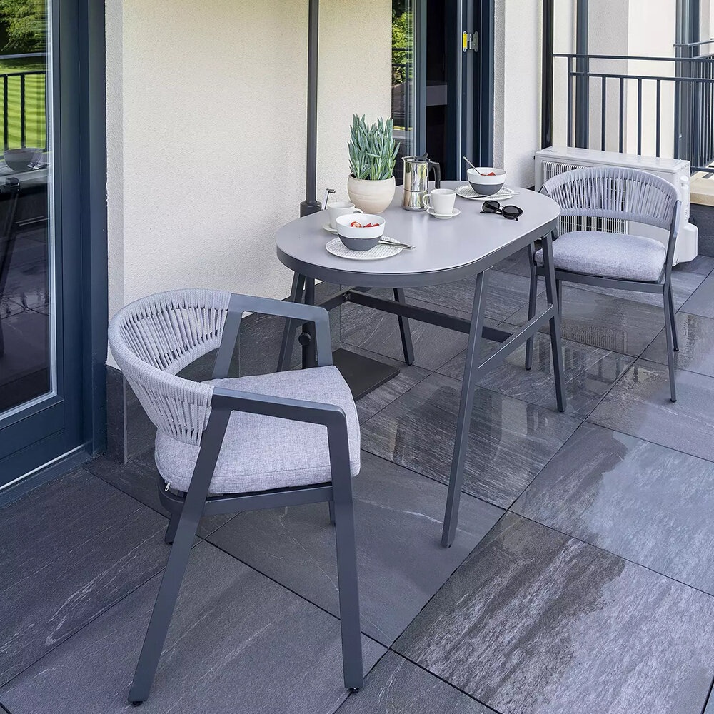 Leatham Oval 2 - Person 45.5'' Long Aluminum Bistro Set with Cushions