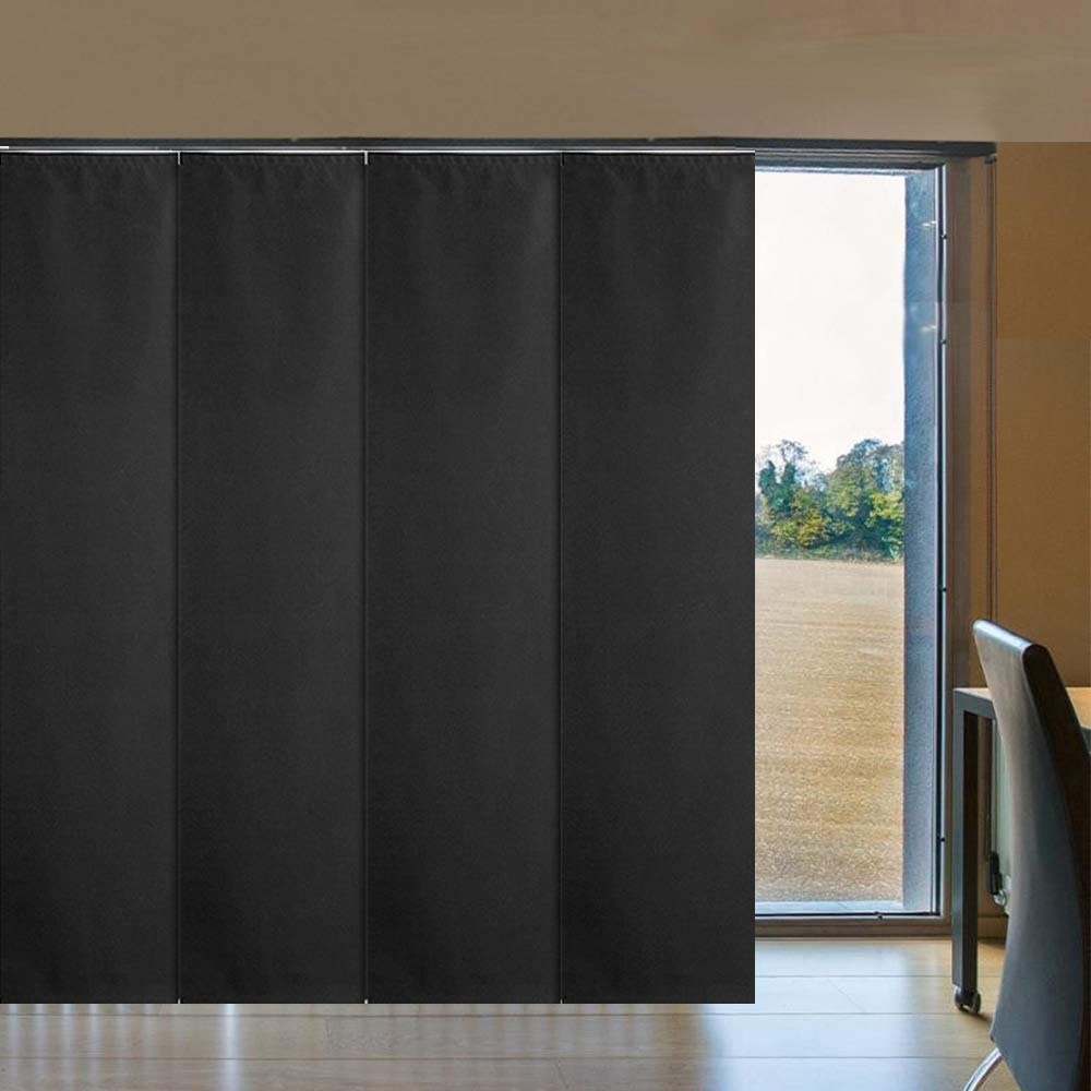 LETAU Sliding Panels Track Blinds, 100% Blackout Made to Order Vertical Blinds for Large Windows, Sliding Doors, Open Spaces and Room Dividers, Black