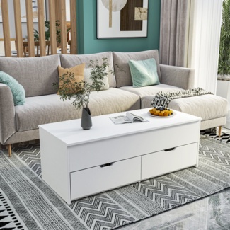 Lift Top Extendable Pedestal Coffee Table with Storage