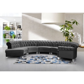 Macaluso 147.5" Wide Velvet Symmetrical Modular Sectional