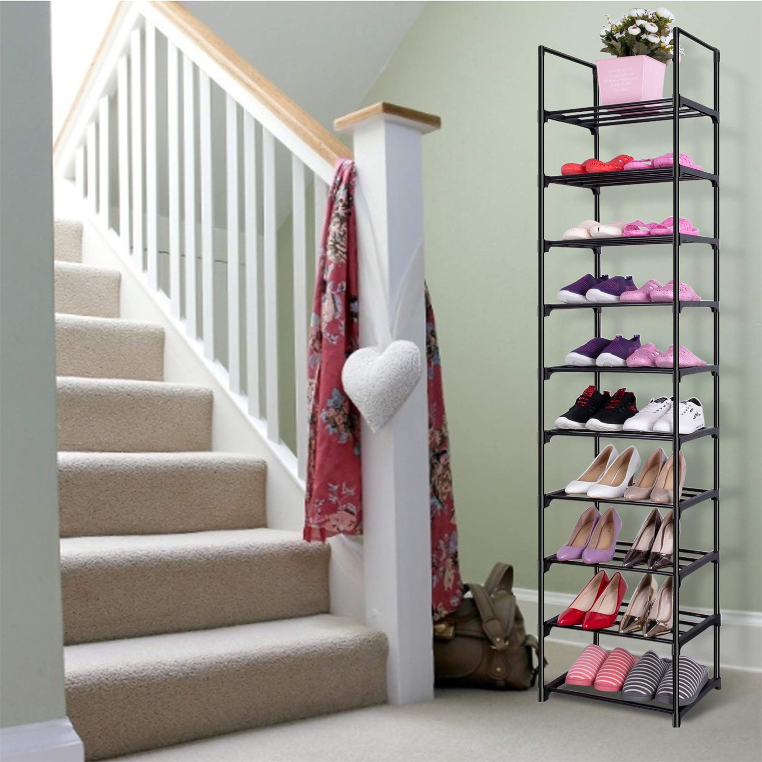 Shoe Rack, Sturdy Metal Shoe Rack Organizer,Narrow Shoe Rack,Shoe Racks For Closets,Shoes Rack,Shoe Stand,Shoe Shelf