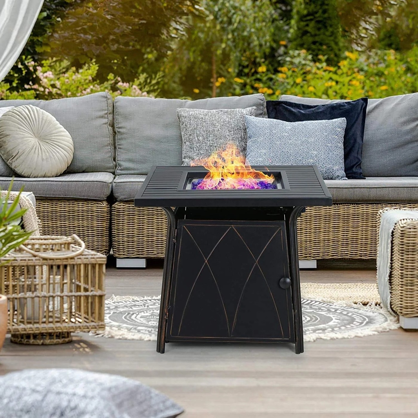 small patio fire pit set