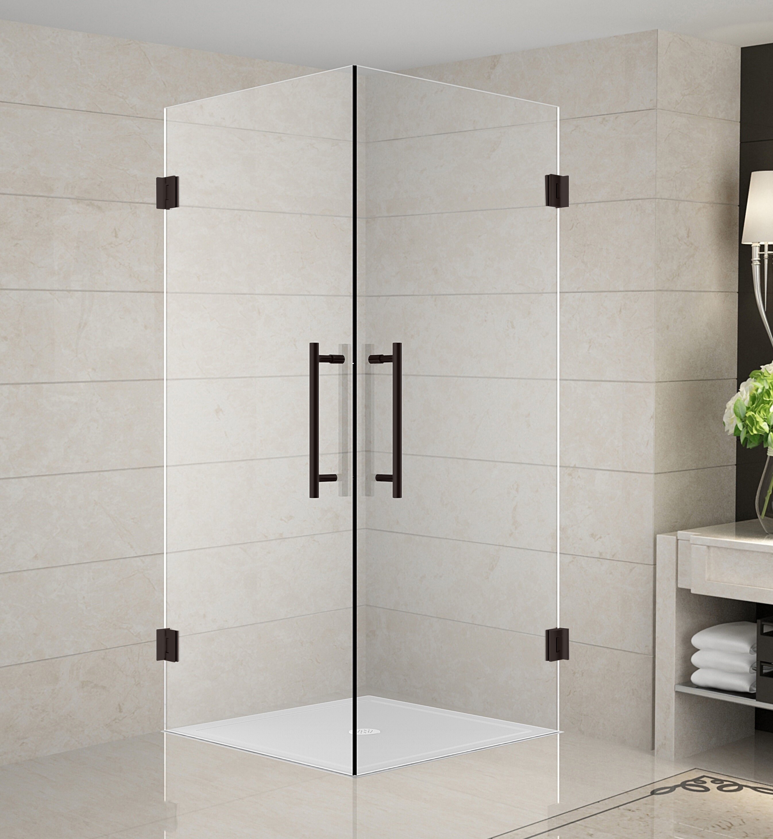 Vanora Frameless 32" x 72" Square Hinged Shower Enclosure