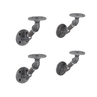 1/2 In. Black Pipe Wall Mounted Double Flange Angled Shelf Bracket Kit