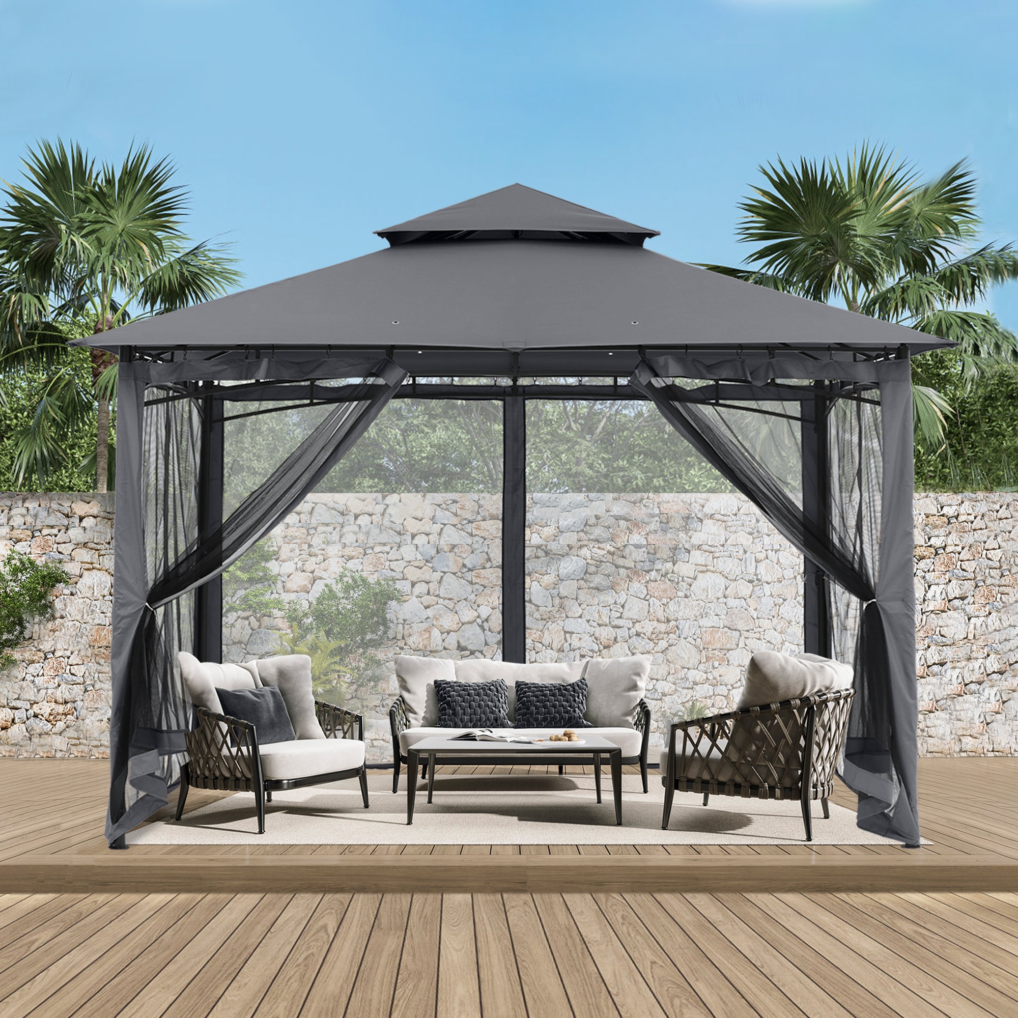 11 Ft. W x 11 Ft. D Steel Patio Gazebo