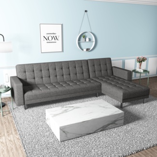 116" Wide Upholstered Convertible Sectional