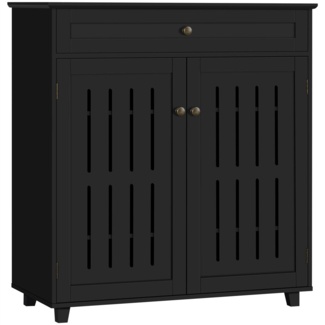 12 Pairs Black Manufactured Wood Shoe Storage Cabinet