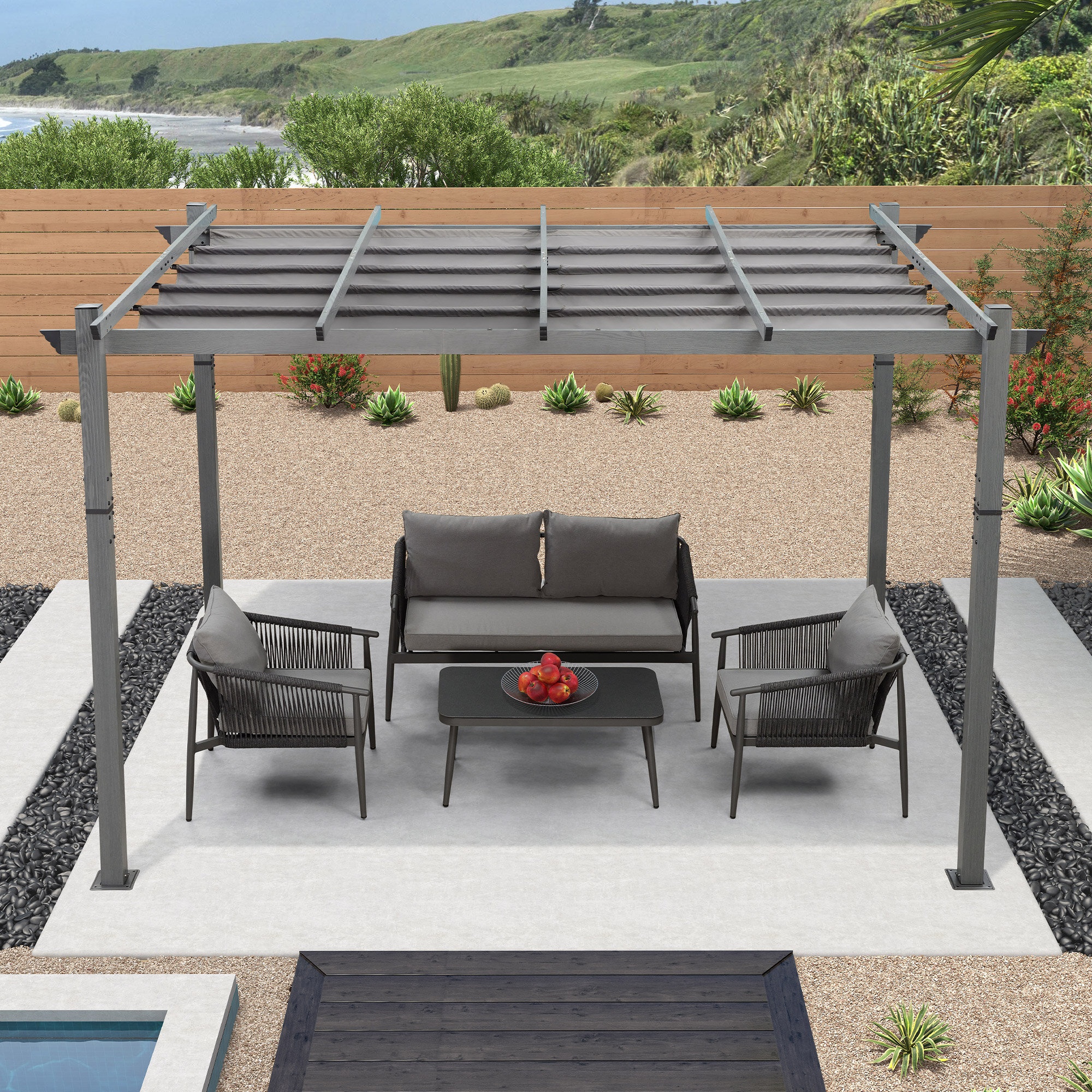 13 Ft. W x 10 Ft. D Louvered Metal Pergola – Outdoor Space Designs