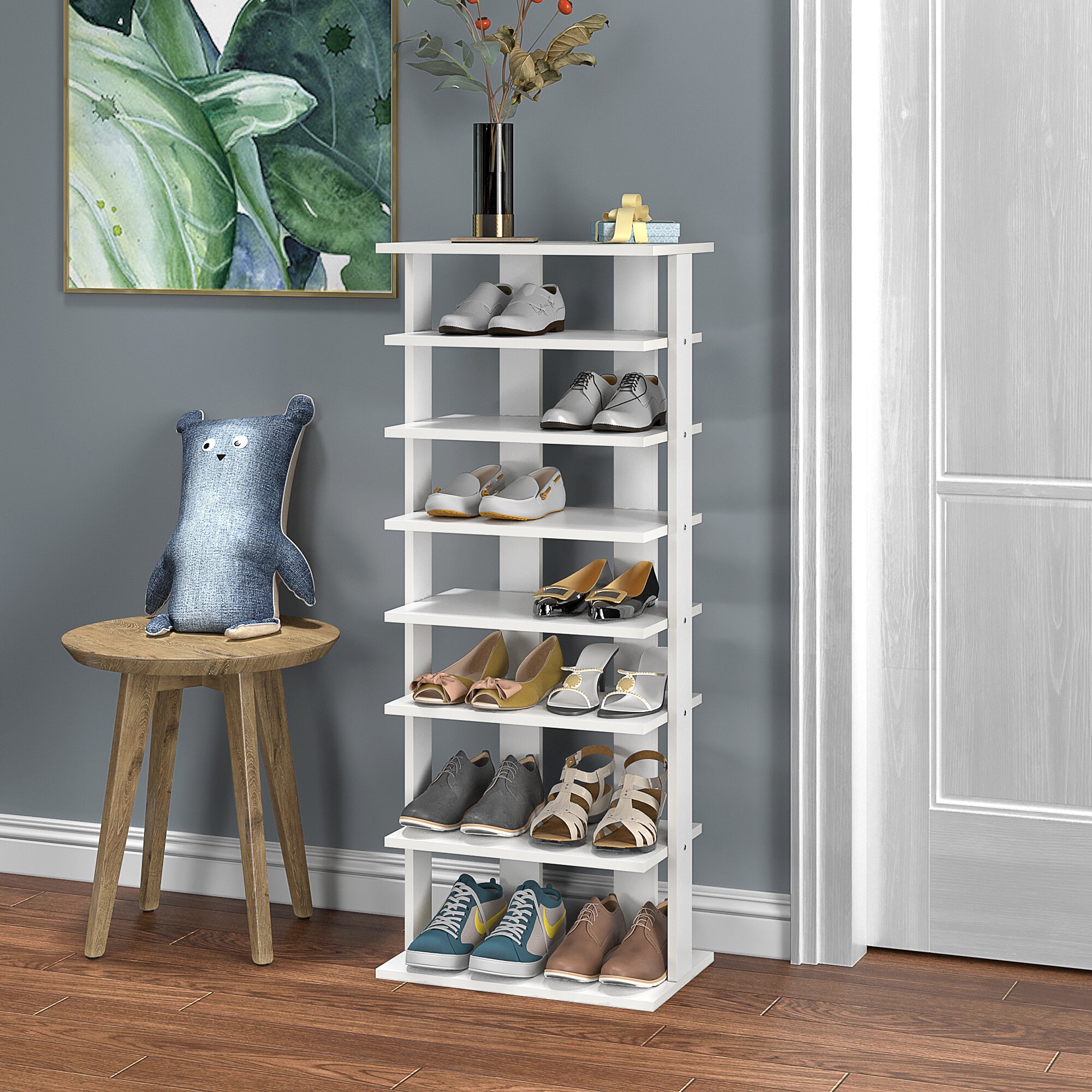 14 Pairs Manufactured Wood Shoe Rack