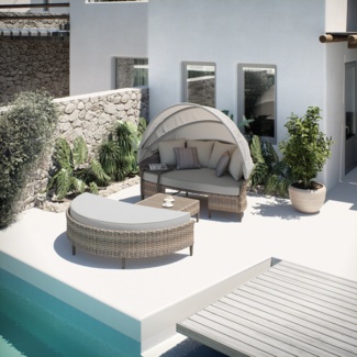 149.61'' Wide Outdoor Patio Daybed with Cushions