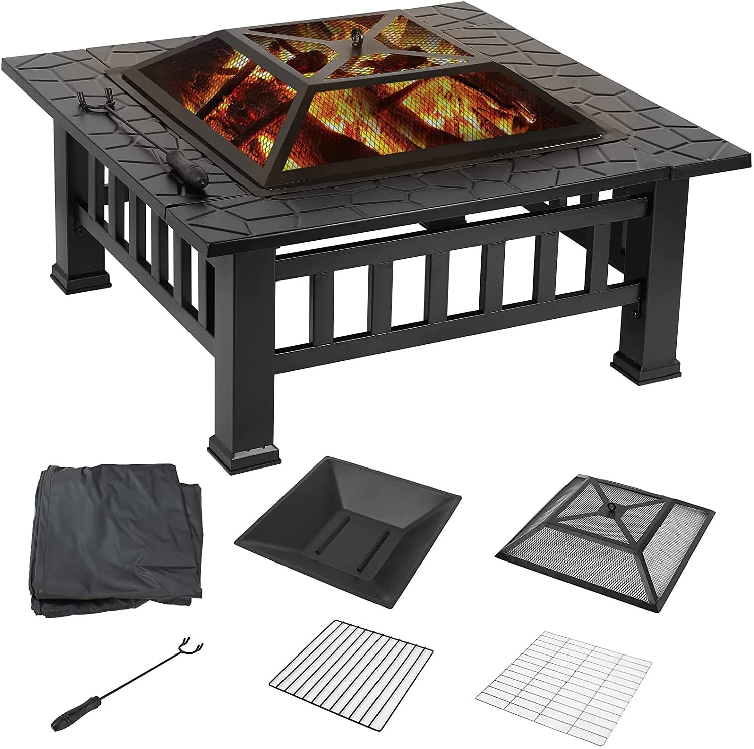 18'' H x 32'' W Wood Burning Outdoor Fire Pit Table