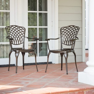 2-piece Cast Aluminum Outdoor Patio Chairs, Bronze