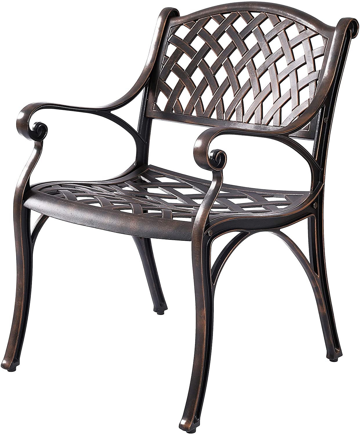 2-piece Cast Aluminum Outdoor Patio Chairs, Oil-rubbed Bronze