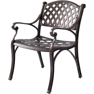 2-piece Cast Aluminum Outdoor Patio Chairs, Oil-rubbed Bronze