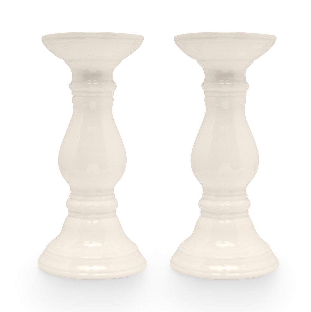 2 Piece Ceramic Tabletop Candlestick Set