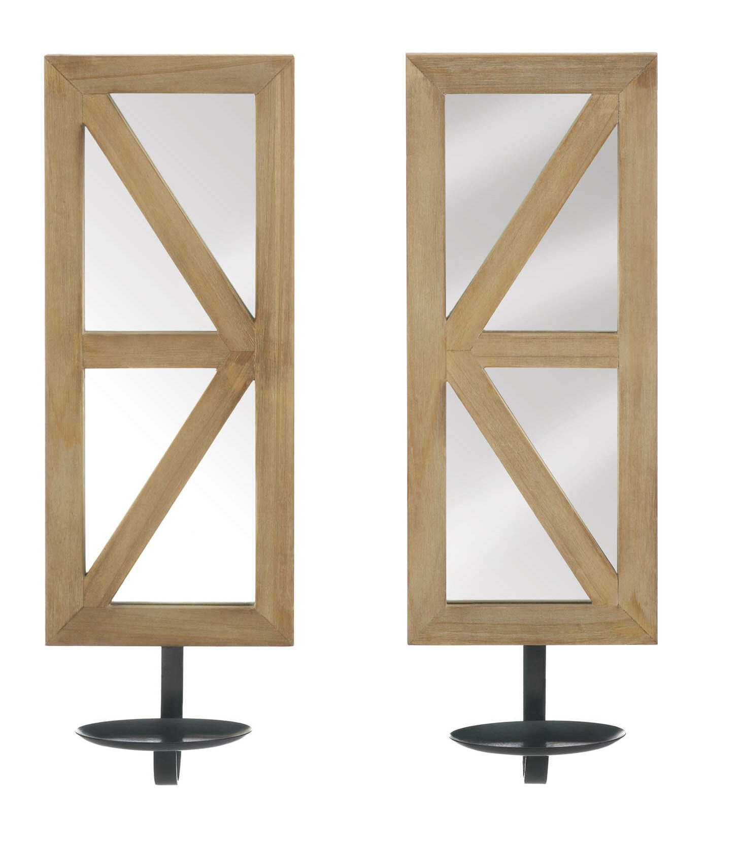 2 Piece Wood Wall Sconce Holder Set