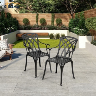 2 Pieces Durable Aluminum Dining Chairs