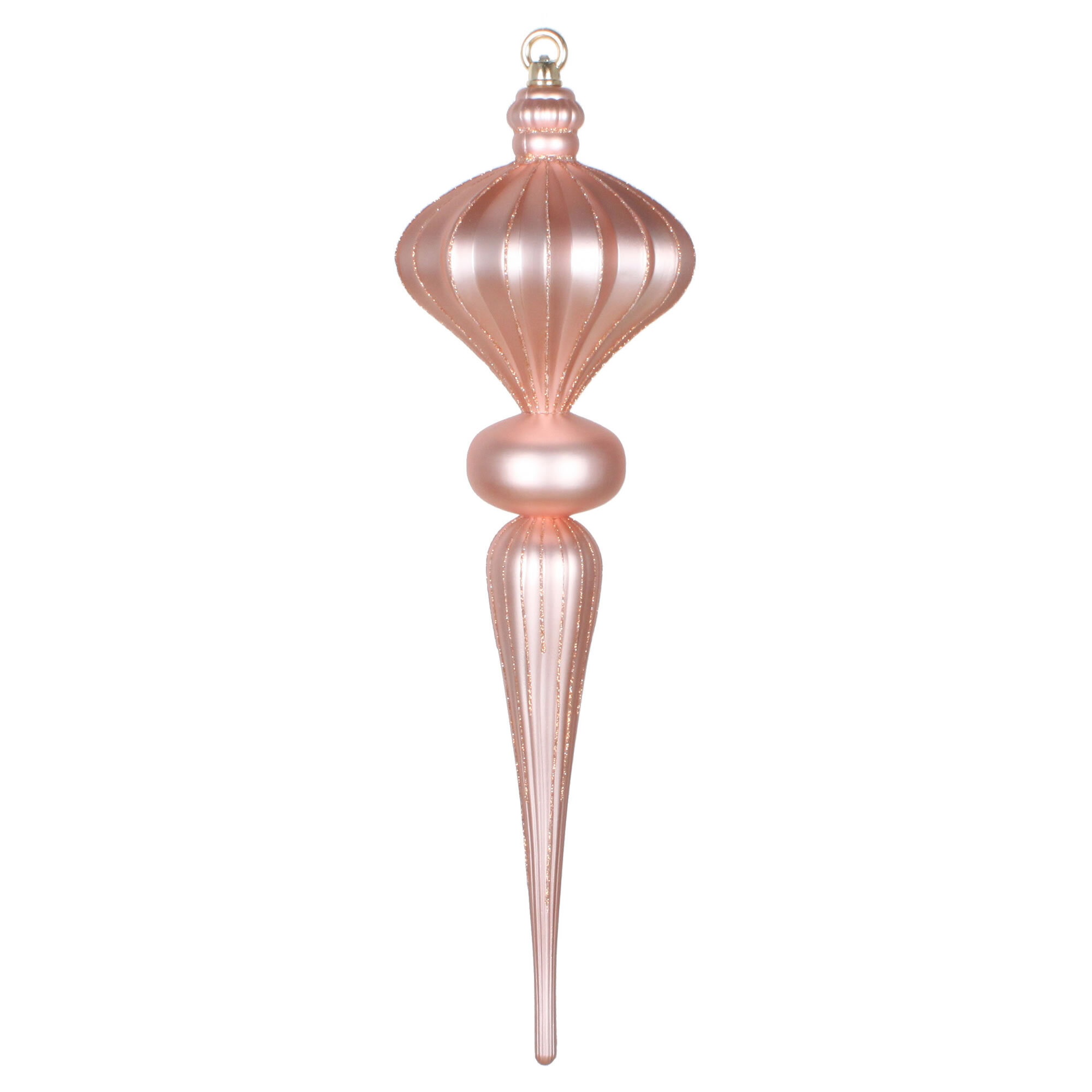 21" Matte Finial Ornament with Glitter Accents