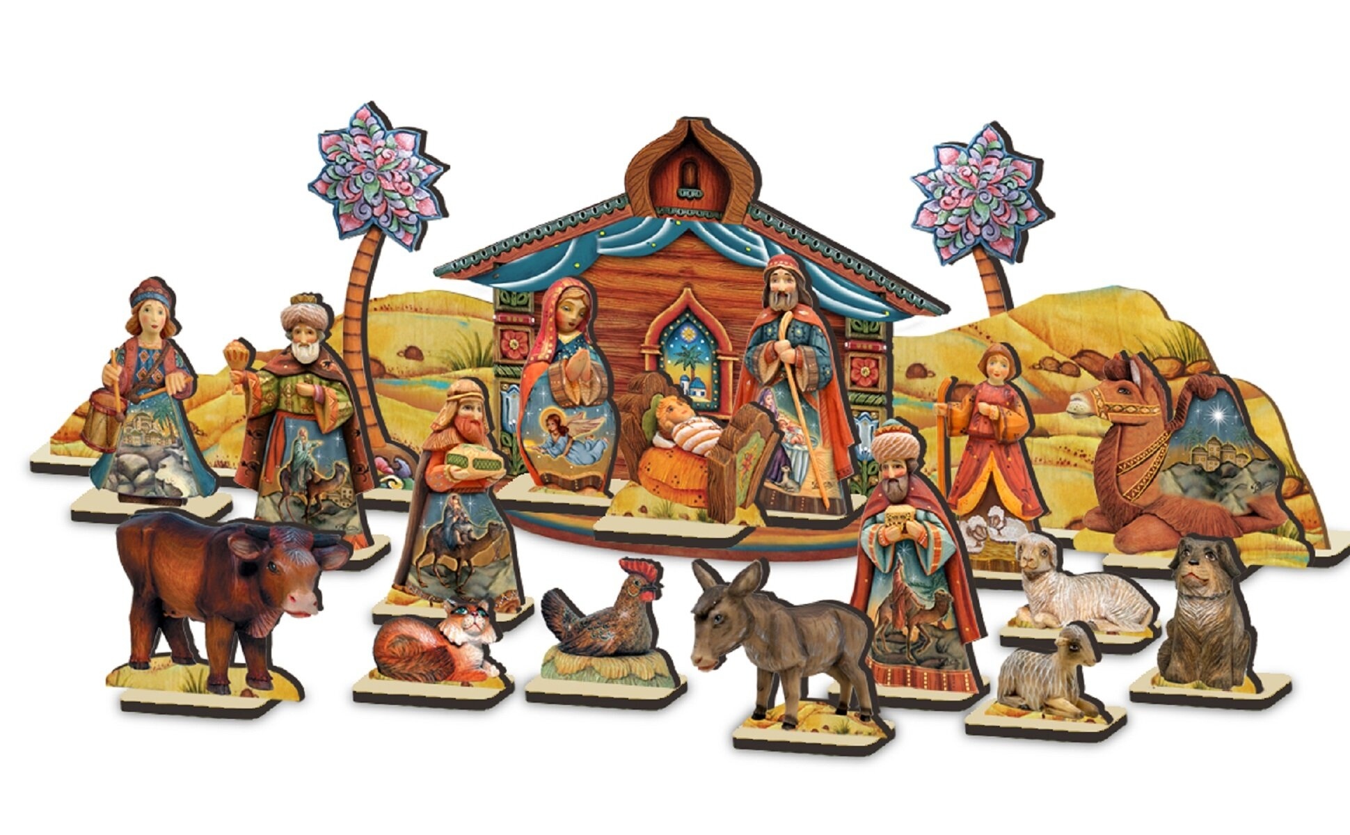 21 Piece Village Tabletop Fireplace Mantle Display Set