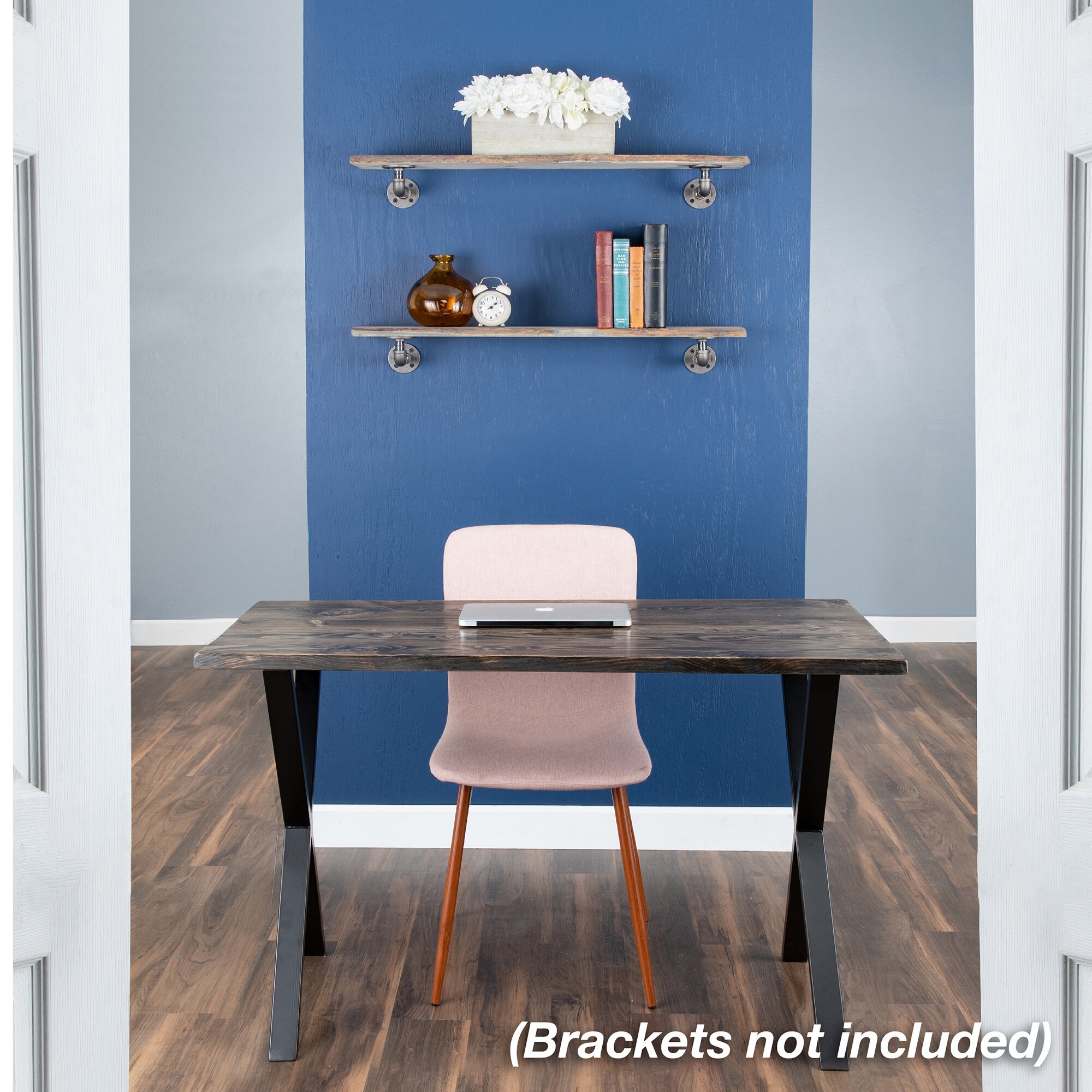 24” Sustainable Riverstone Grey Live Edge Wood Shelf (Set Of 2)