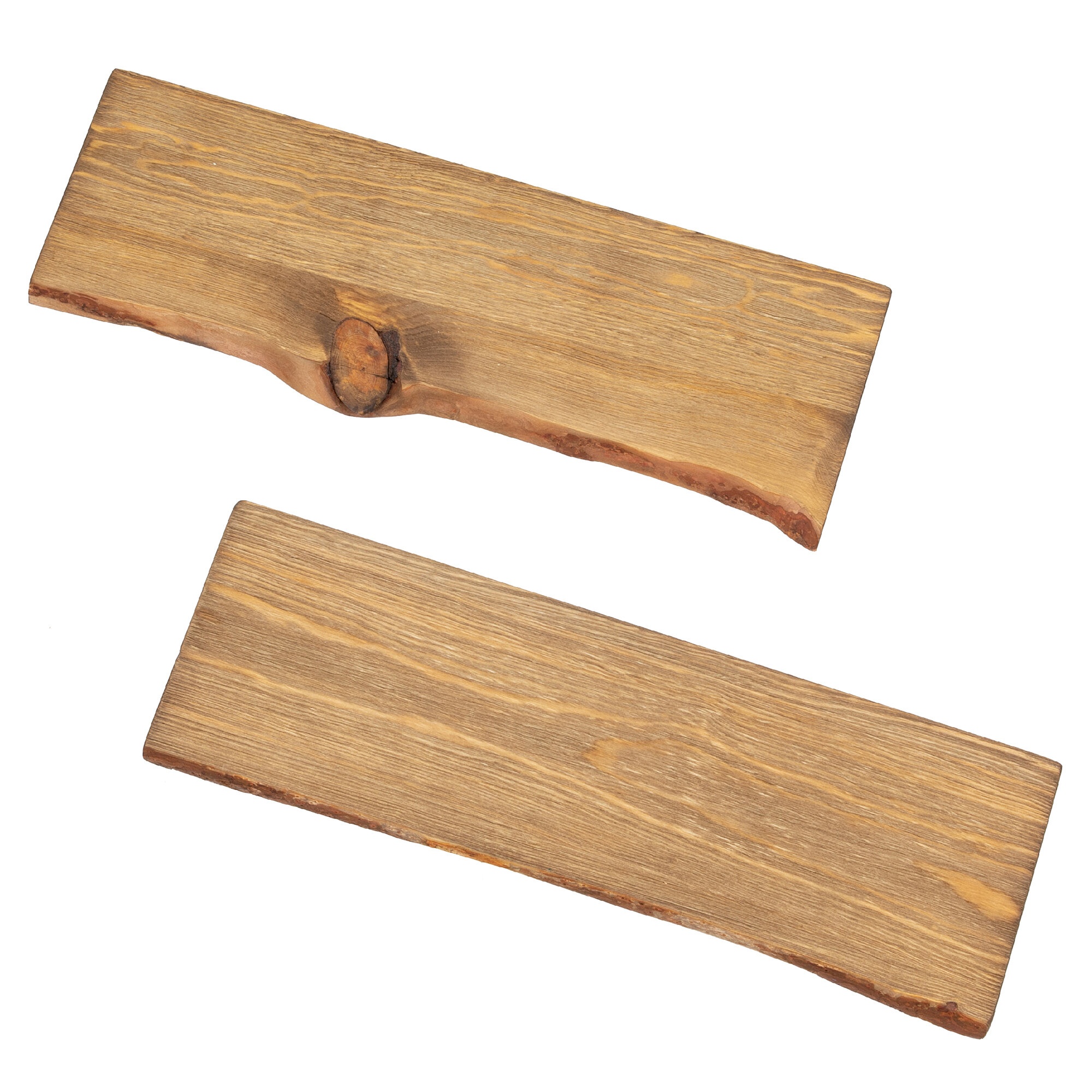 24” Sustainable Trail Brown Live Edge Wood Shelf (Set Of 2)