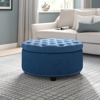 29.9'' Wide Tufted Round Ottoman with Storage