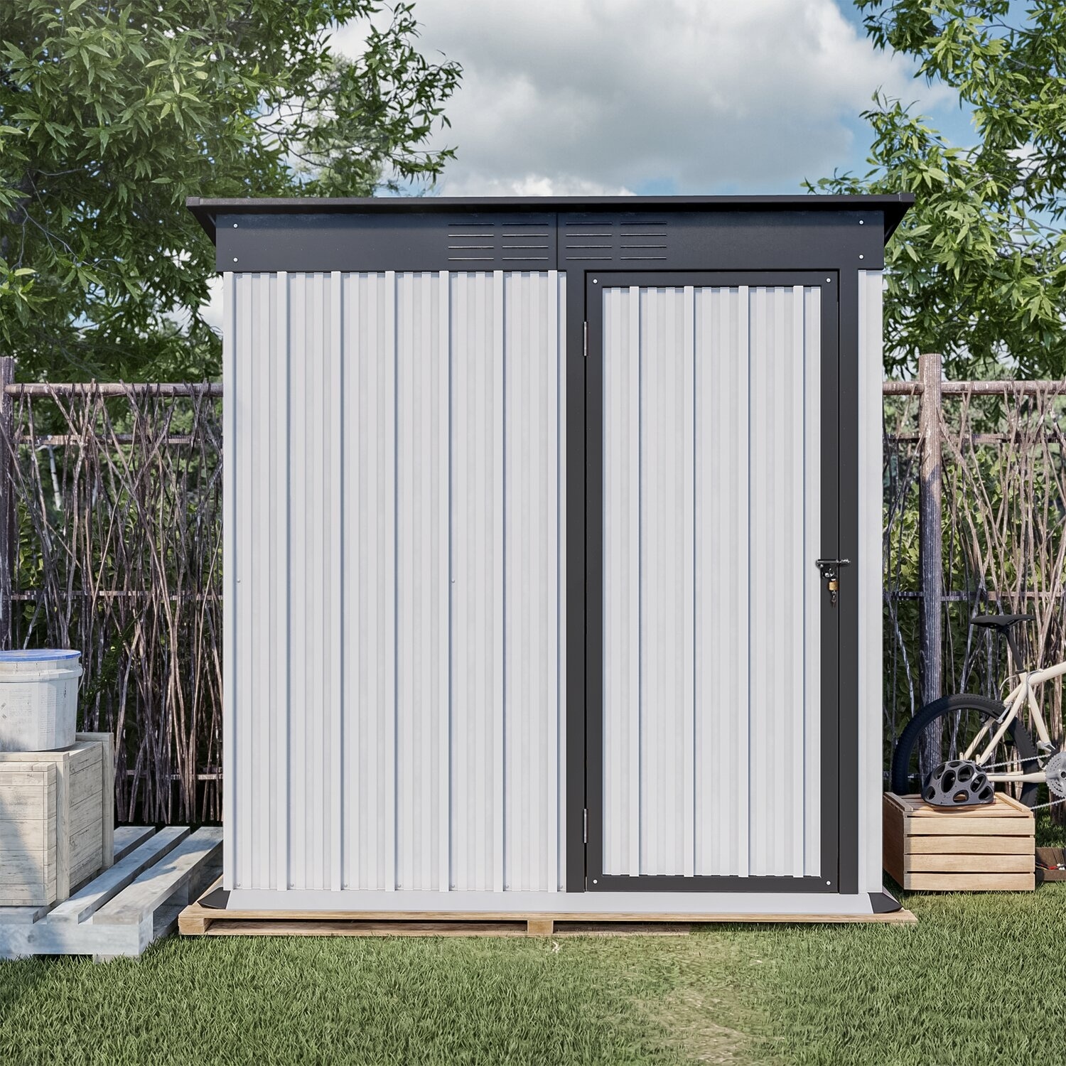 3 ft. W x 5 ft. D Metal Vetical Tool Shed