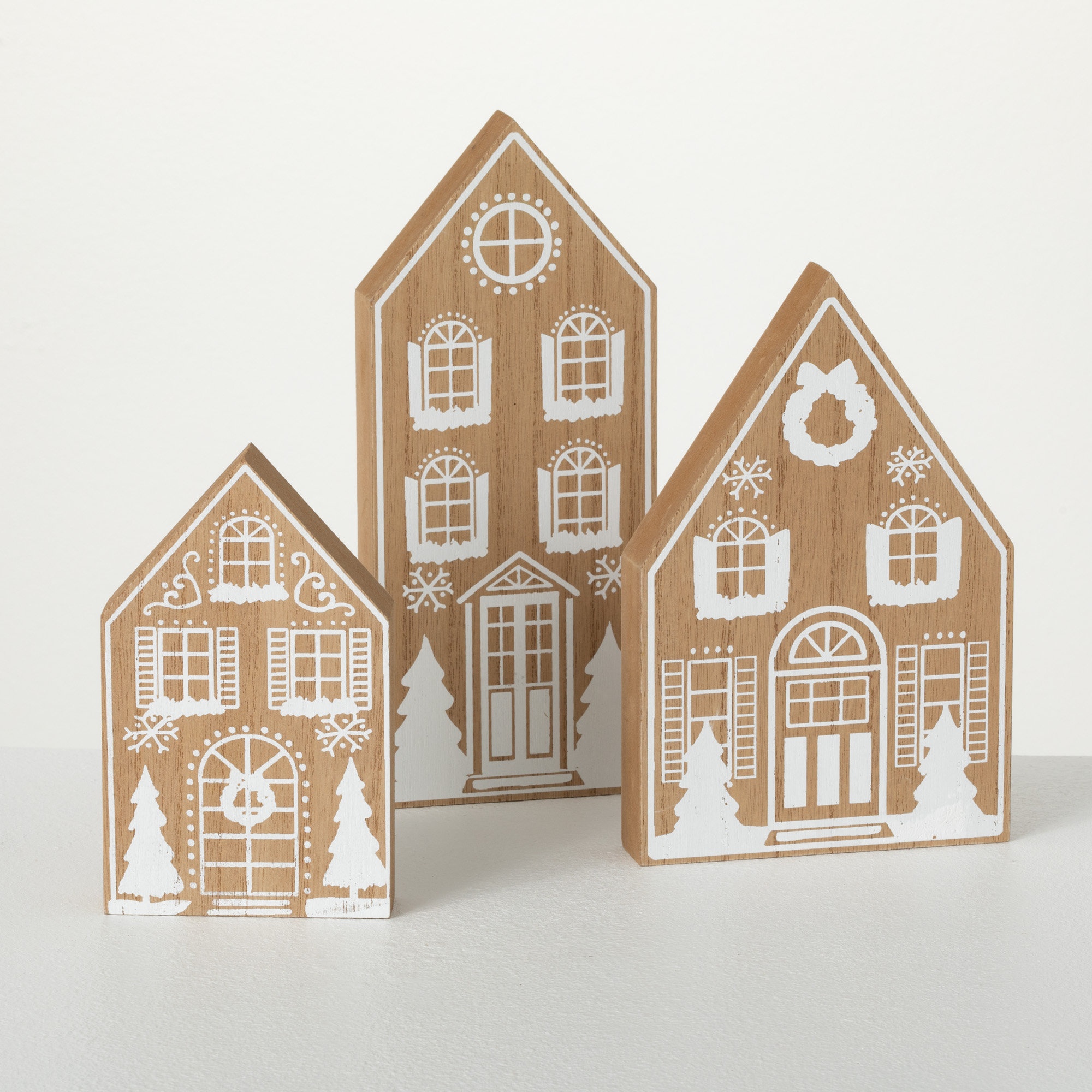 3 Piece Wood Holiday Village Set