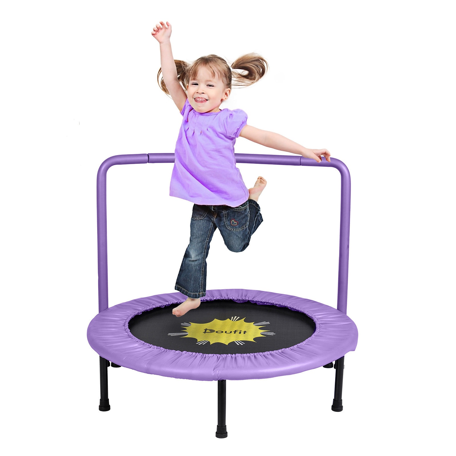3' Round Indoor Kid/toddler Trampoline With Handlebar