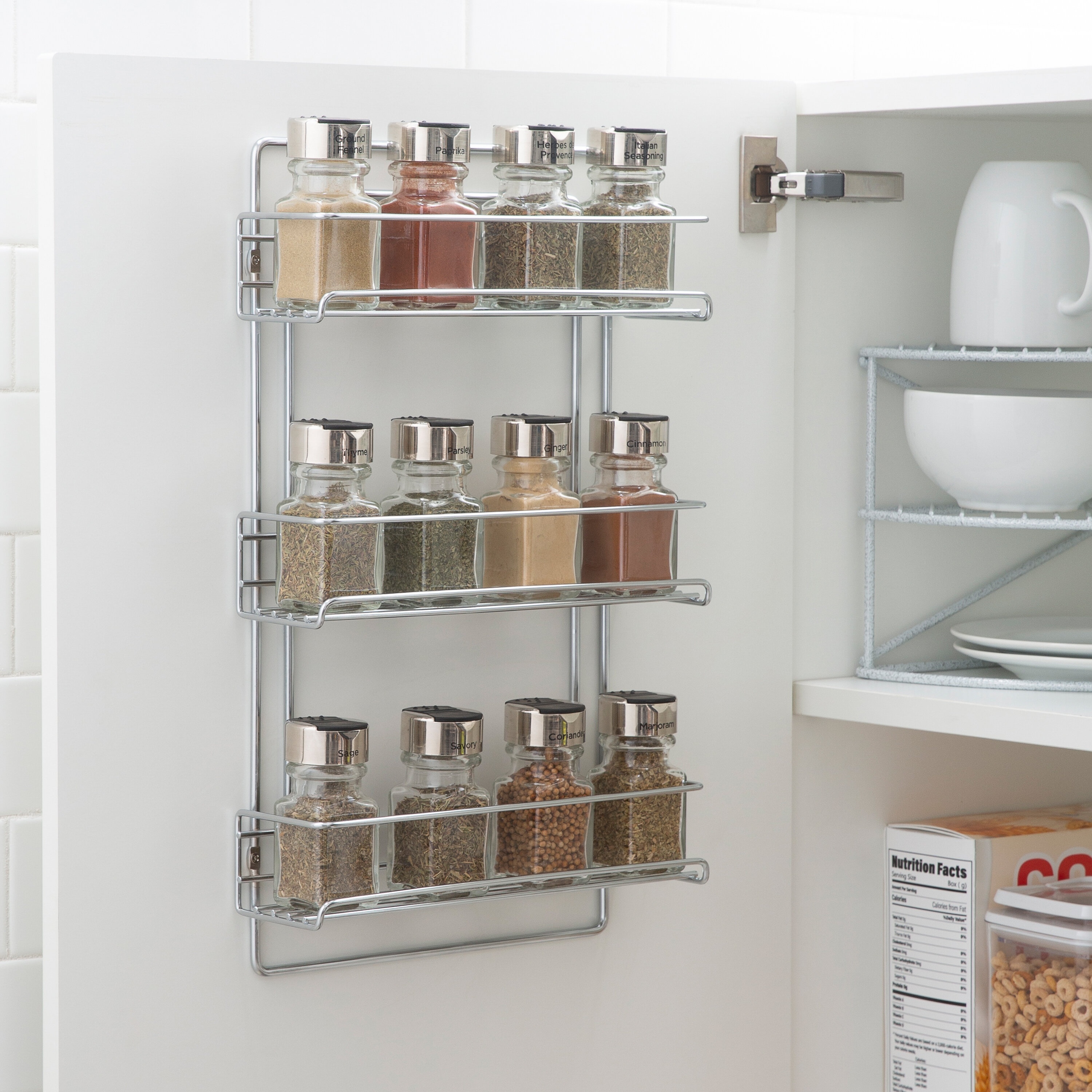 Spice Rack Organizer for Cabinets, 2 Pack Wall Mount Spice Seasoning Jars