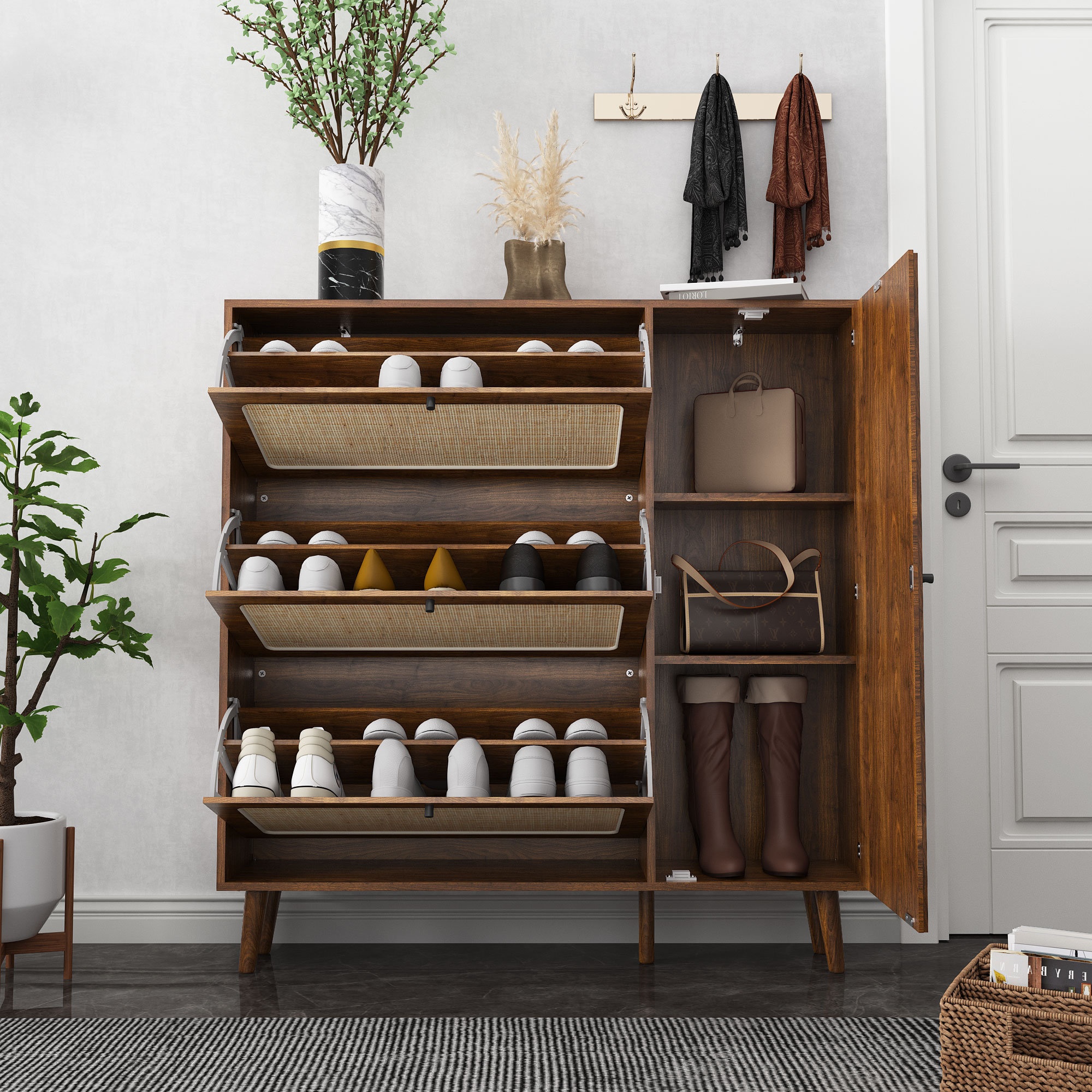 30 Pairs Manufactured Wood Shoe Storage Cabinet