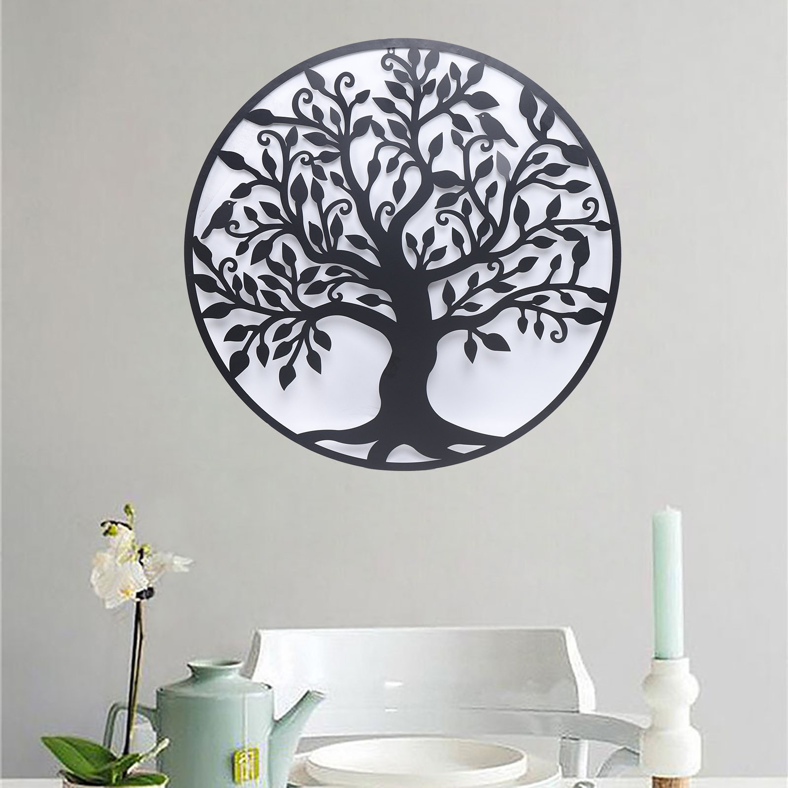 39 Inch Creative Metal Tree of Life Wall Decor Black Natural Tree Wall Decor