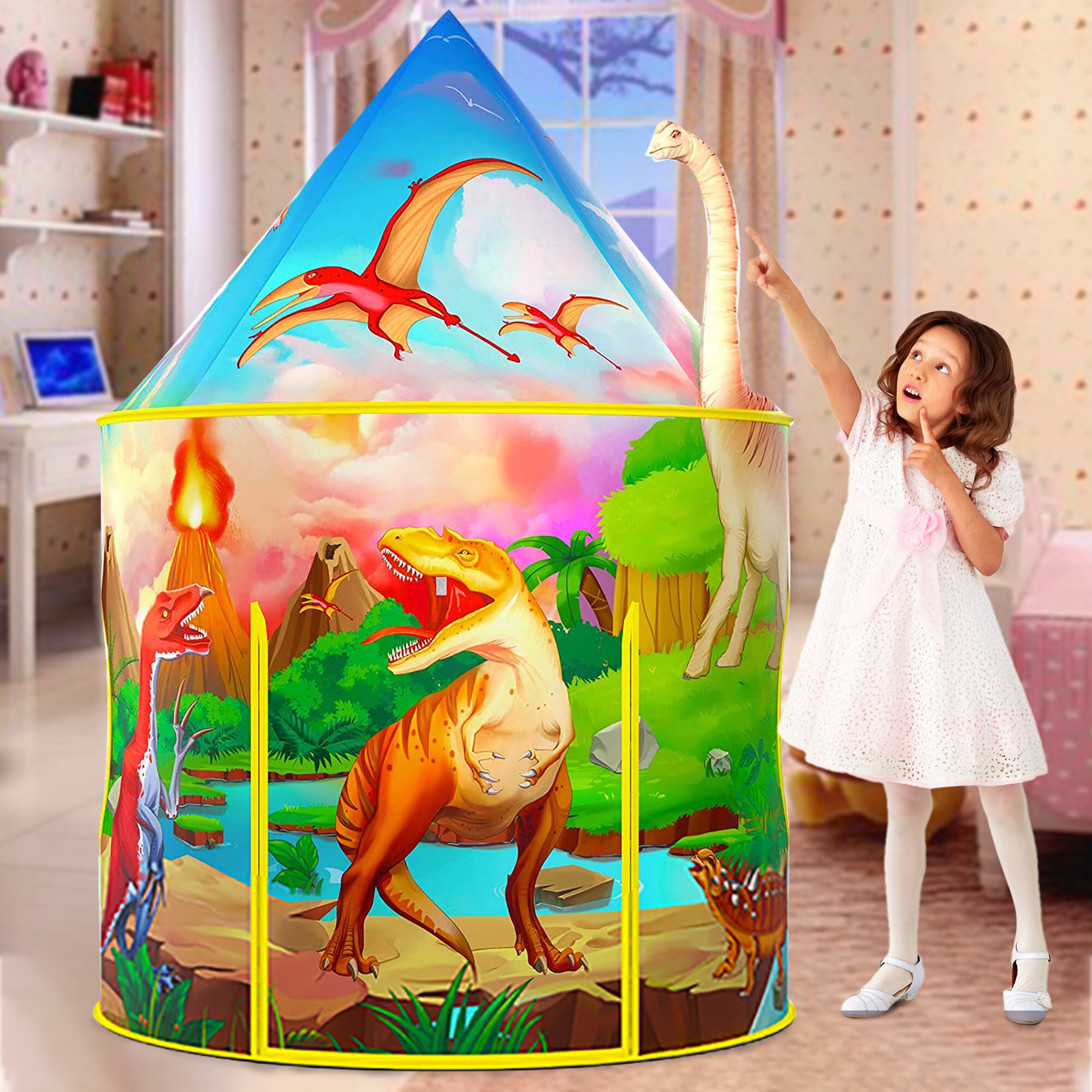 39' x 39' Indoor Polyester Pop-Up Play Tent with Carrying Bag
