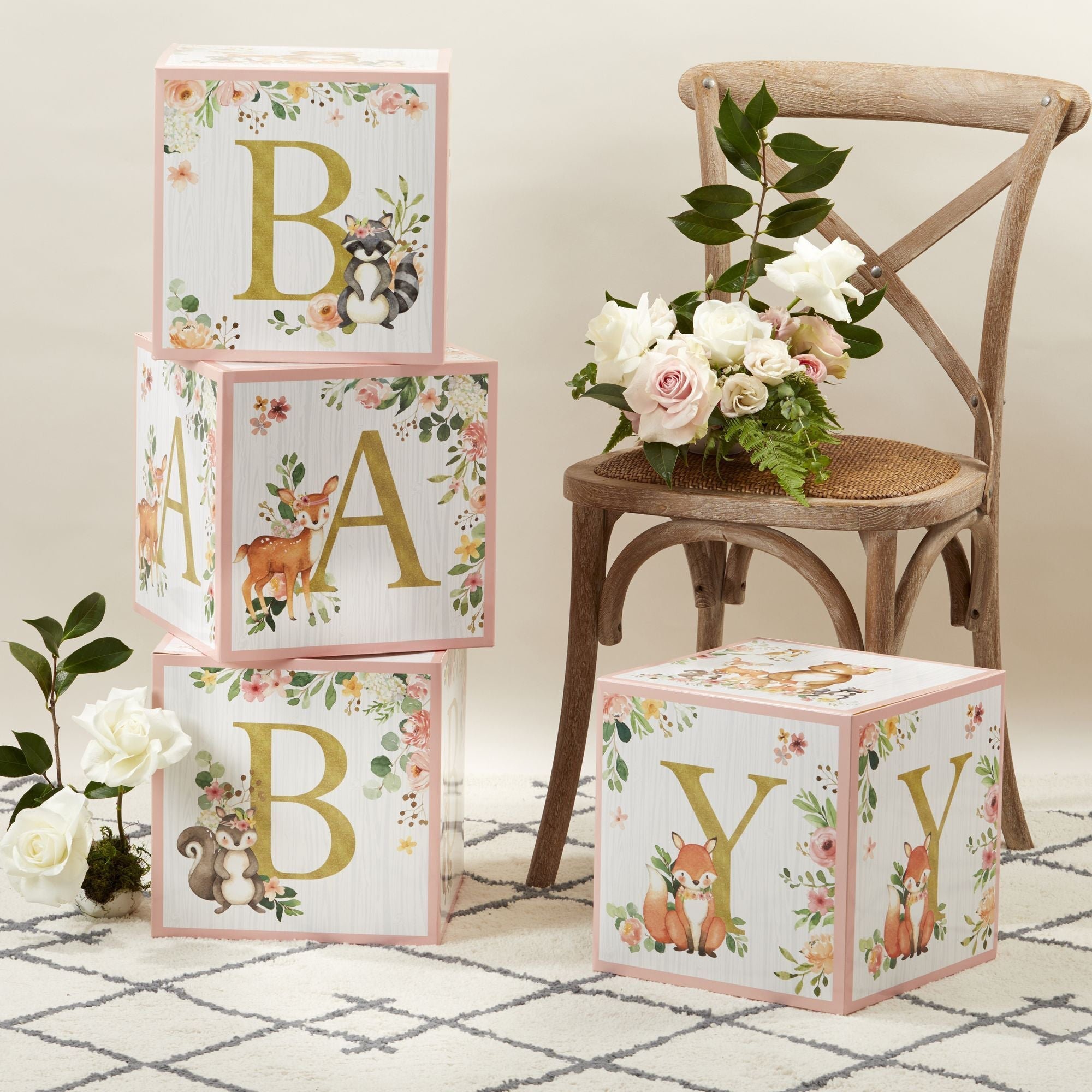 4 Pieces Woodland Baby Block Box