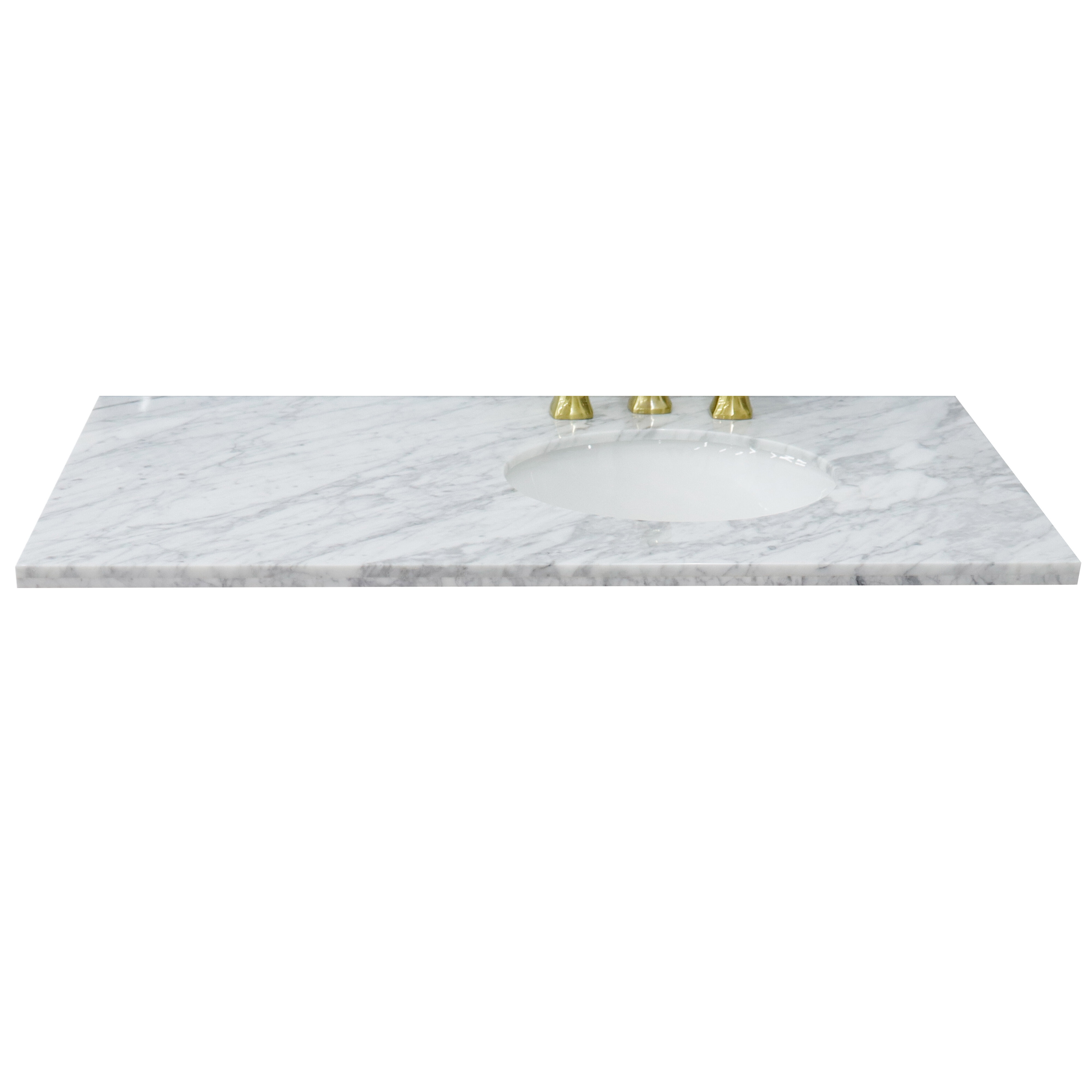 43'' Marble Single Bathroom Vanity Top in White with Sink
